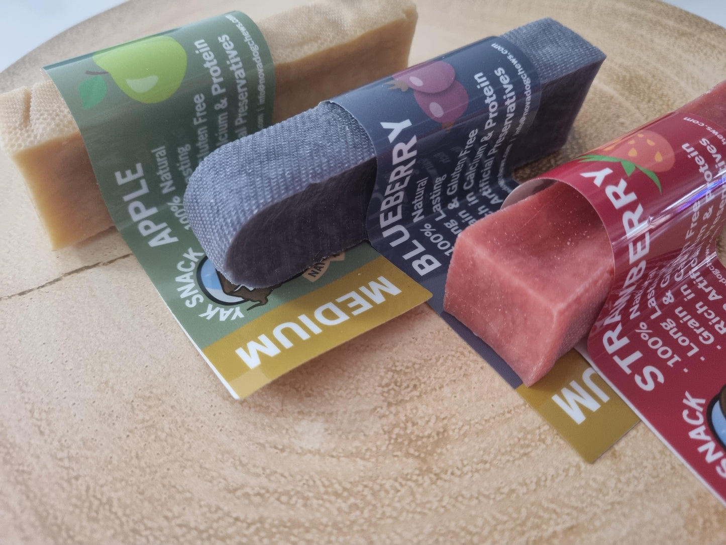 Apple/Strawberry/Blueberry Yak chews (medium)